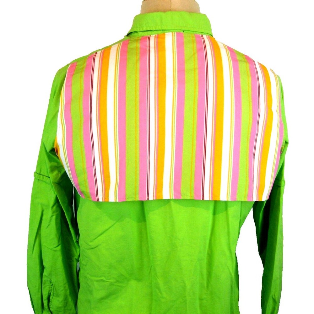 Womens MSC Lime Green Nylon Vented LS Fishing Shirt sz S/M